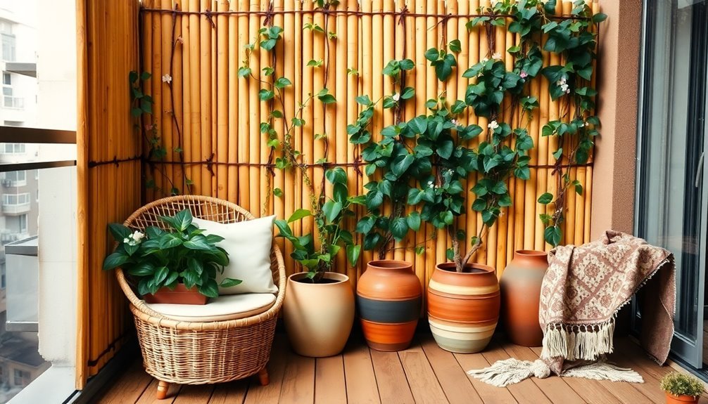 bamboo screens with vines