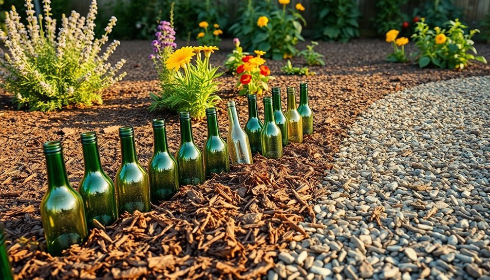 colorful garden bottle edging