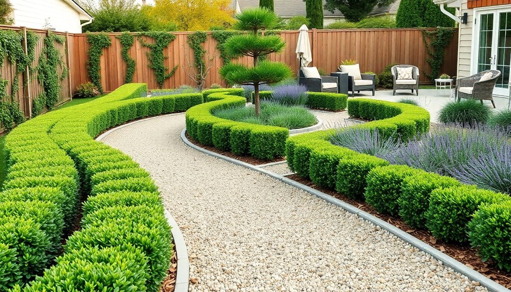elegant low hedge borders