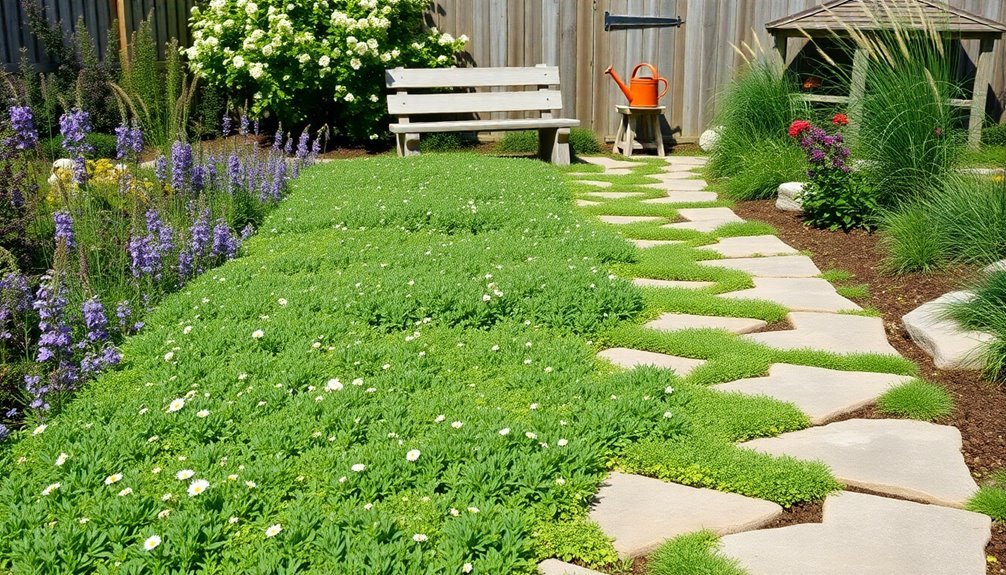 fragrant herbs between stones