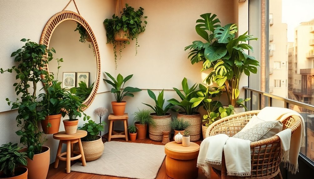 reflective greenery balcony decor