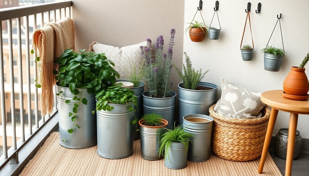 rustic galvanized metal planters