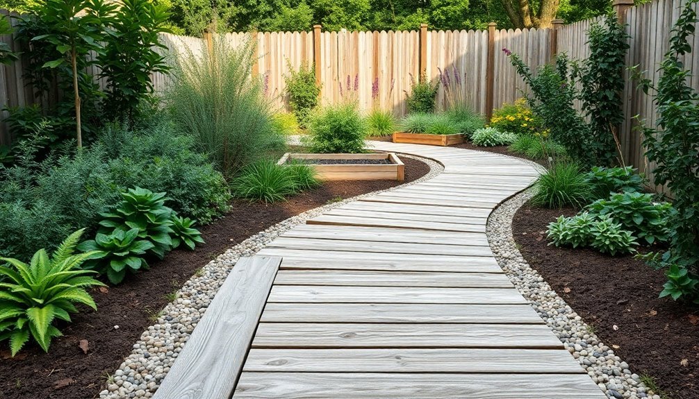 rustic reclaimed wood pathways