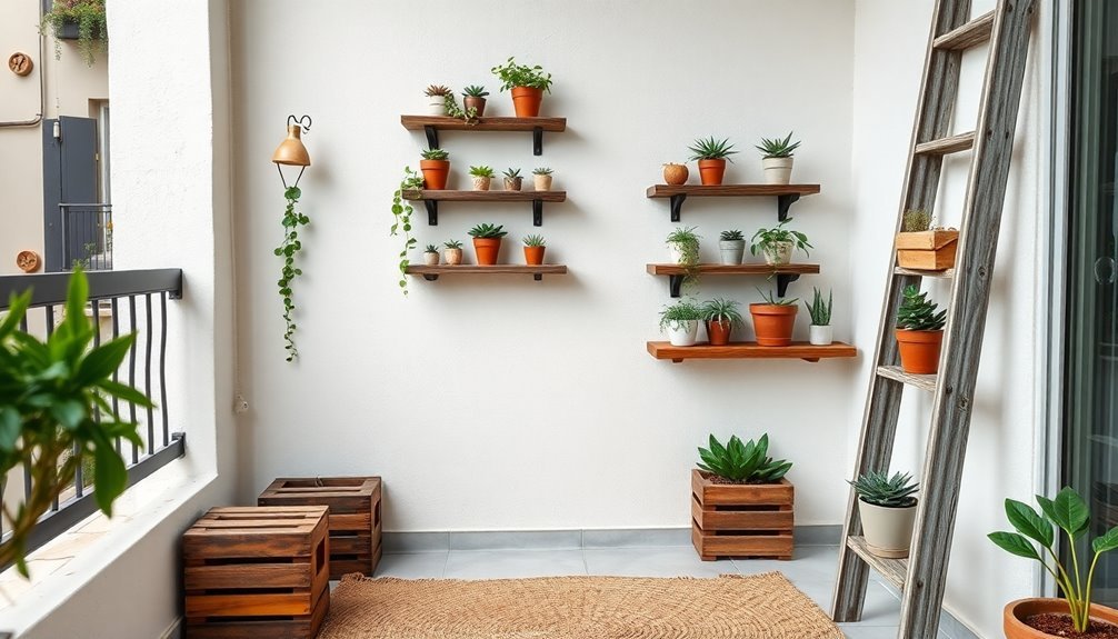 rustic wood plant display